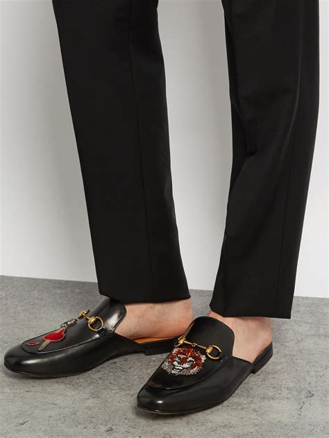 gucci loafers with fur mens|gucci backless loafers men.